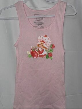 Shortcake Girls' Pink Strawberry Graphic Tank Top